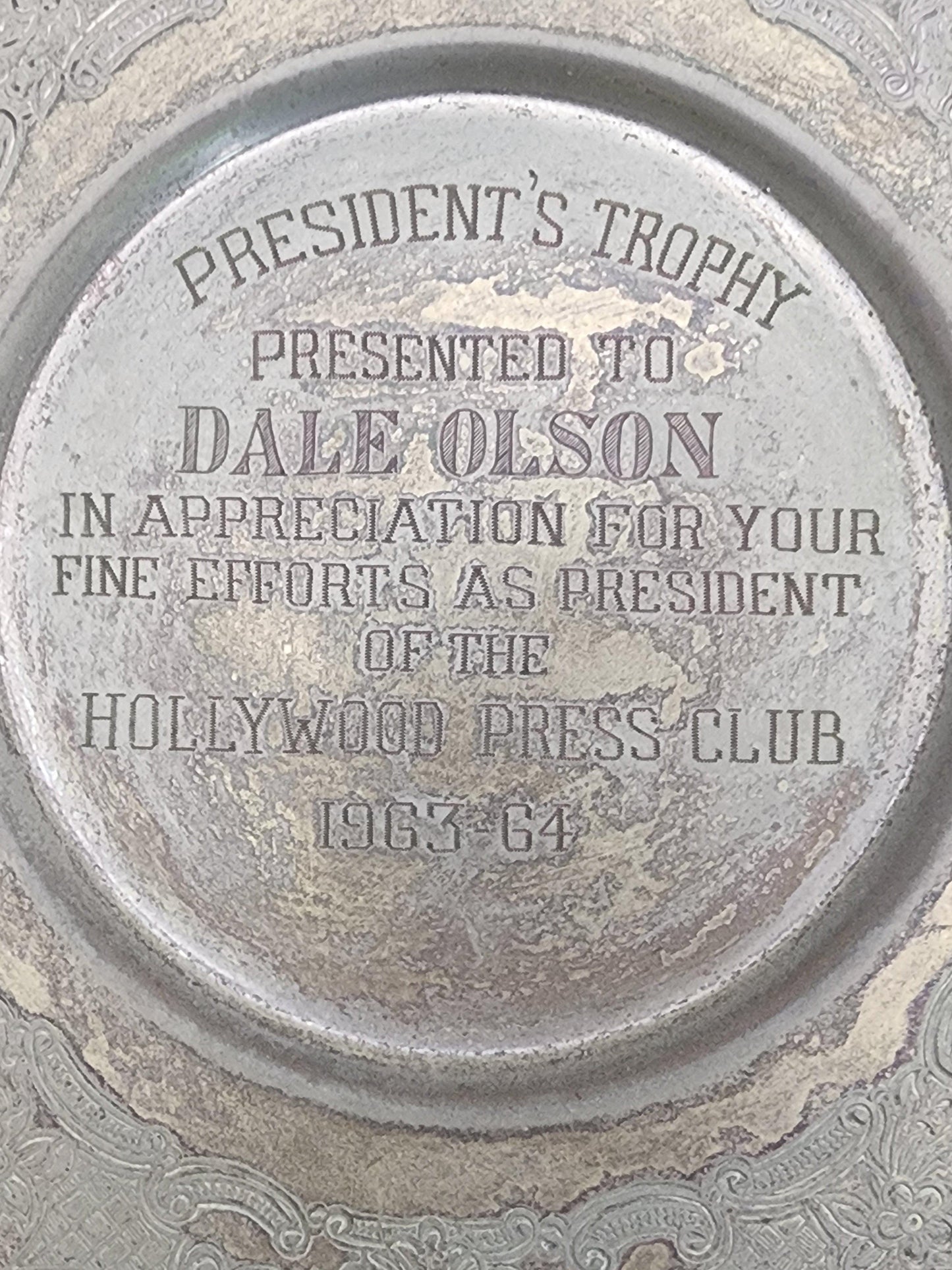 Hollywood Press Club - Commemorative Tray.