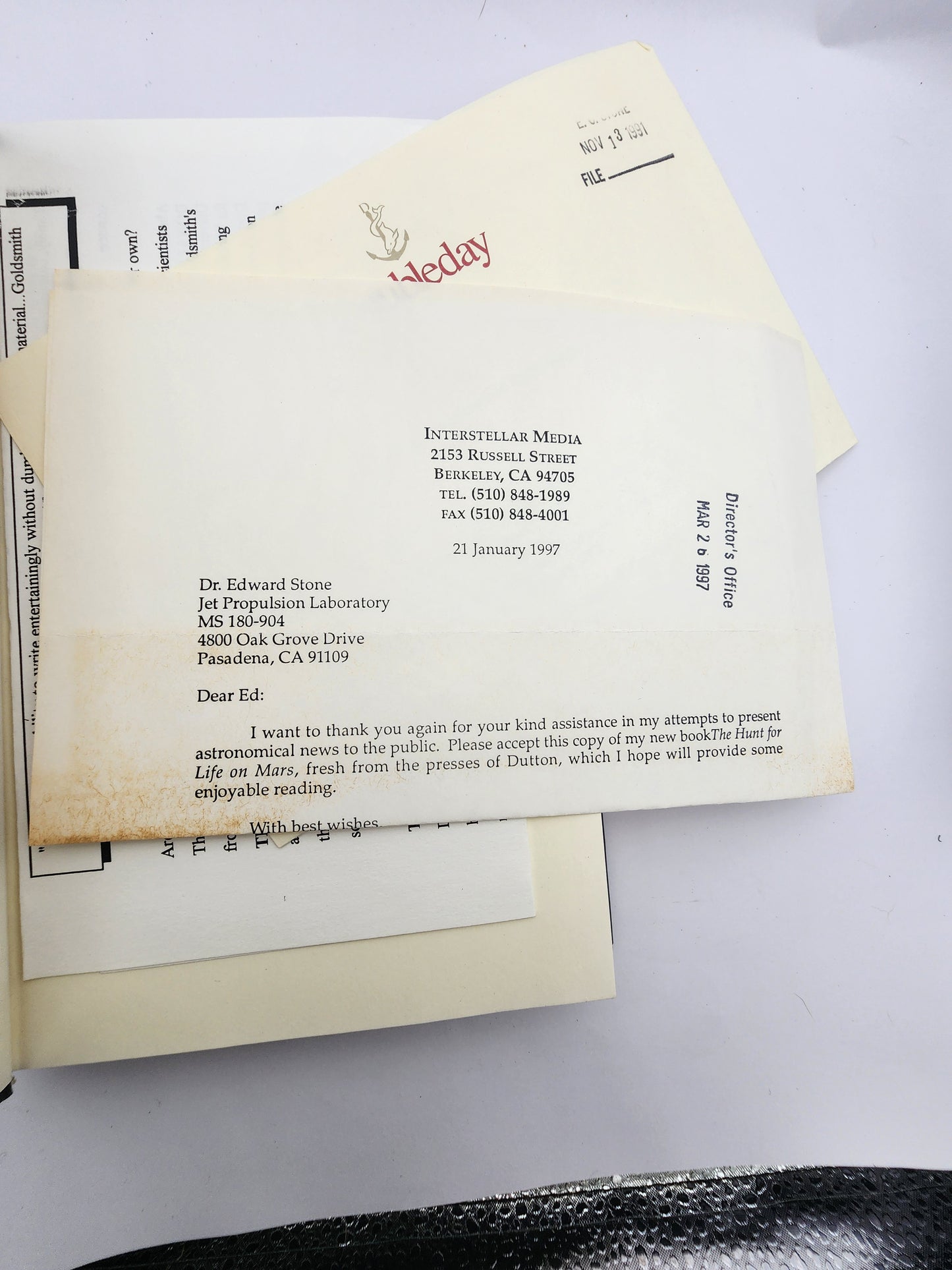 Book "The Hunt for Life on Mars" with Personal Letter