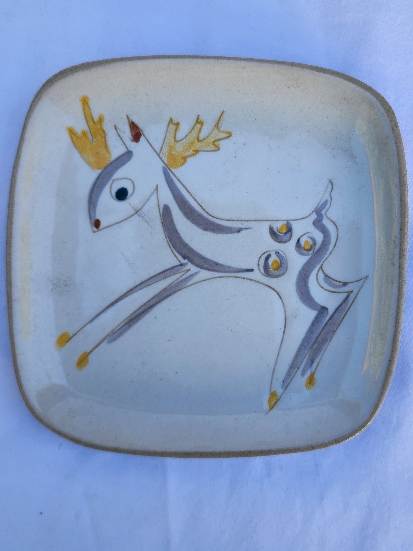 1950s Glidden Pottery Deer/Reindeer Plate