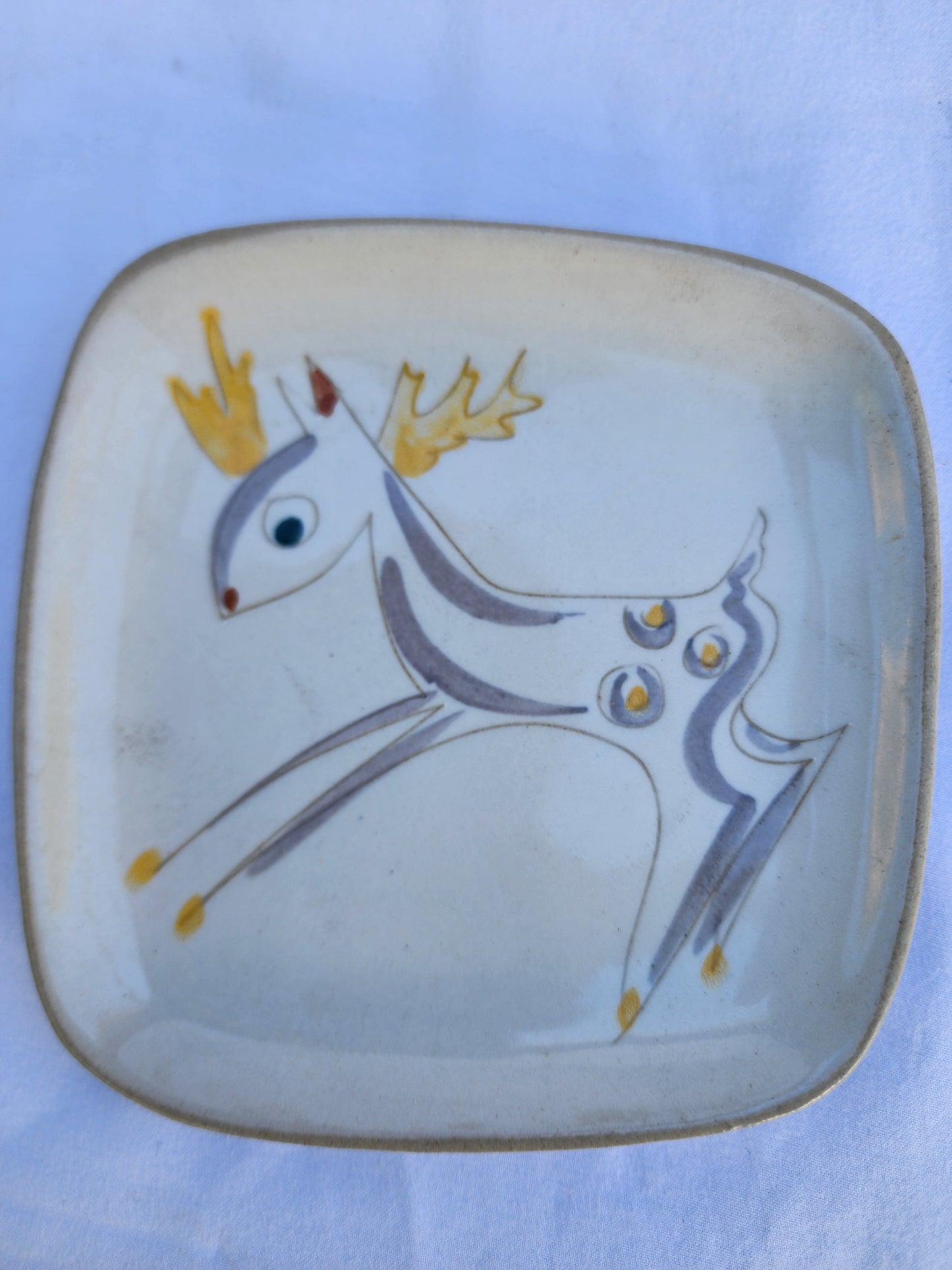 1950s Glidden Pottery Deer/Reindeer Plate